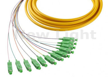 SC a una cara APC de los cables de puente de la fibra óptica de 1 metro SM 12 coletas de la fibra óptica del Fanout de la base