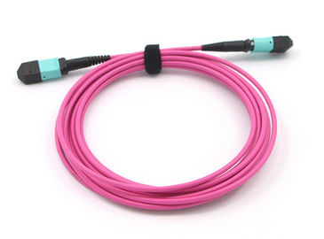 Cordón de remiendo MPO al cable magenta del tronco de la base OM4 MPO MTP de la fibra de MPO 12