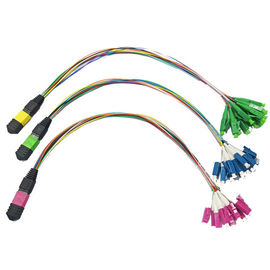 El LC aviva hacia fuera el cordón de remiendo multi de la fibra óptica del modo 12 del cable de MPO MTP