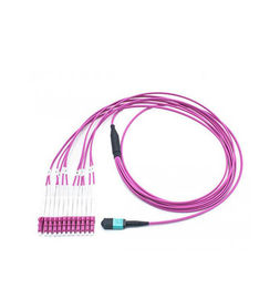 LC MTP/MPO OM4 50/125 material con varios modos de funcionamiento del cable de fribra óptica de la base de la magenta 12 LSZH
