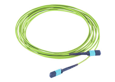 Cable MPO del tronco MPO MTP al cordón de remiendo óptico del verde lima de la fibra de la base OM5 de MPO 12