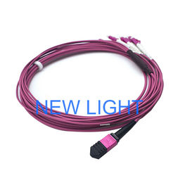 Hembra del cable del tronco de LSZH MPO 4 al cable con varios modos de funcionamiento del remiendo de la fibra del SC de DX OM3