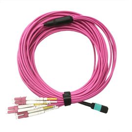 8 el arnés de la fibra óptica del duplex 10G OM3 de la fibra MTP-4LC aviva hacia fuera/cable del desbloqueo