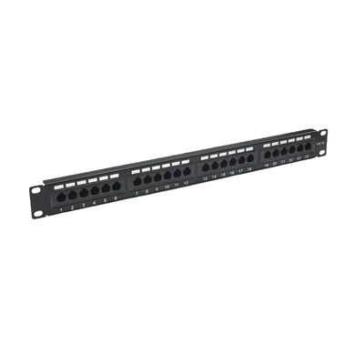 comprar Panel de conexión RJ45 de 24 puertos blindado metálico, certificado RoHS/UL/CE para Ethernet Cat5e/Cat6/Cat6a/Cat7 online manufacture