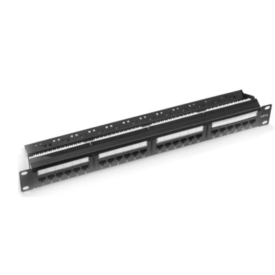 comprar Panel de parche de Ethernet RJ45 de metal Cat5e/Cat6/Cat6a/Cat7 blindado Negro 1U 2U con gestión de cable online manufacture