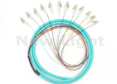 comprar Cordón de remiendo verde de la fibra del LC OM3, cable de fribra óptica con varios modos de funcionamiento de la base de la longitud 12 del 1.5M online manufacture