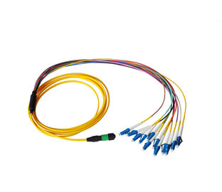 comprar 8 el PVC del solo modo del cable de la fibra de la base MPO/LSZH MPO- LC aviva hacia fuera el cordón de remiendo de fibra óptica online manufacture