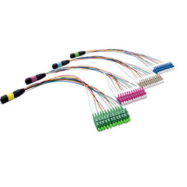 comprar 12 fibras avivan hacia fuera el cable OM3/OM4 de MTP MPO para los casetes de la interconexión online manufacture