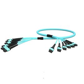 comprar Cable de fribra óptica MPO del PVC de la base del ODM OM3 12 del OEM al varón Aqua Fan Out de MPO online manufacture