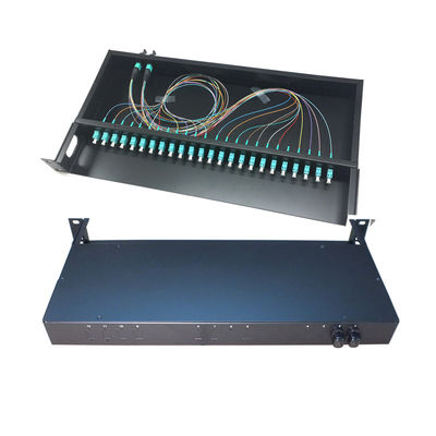 comprar Panel de Parcheo de Fibra Óptica MPO/MTP de 24 Fibras y 1U para Rack con Estructura Estándar de 19 Pulgadas online manufacture