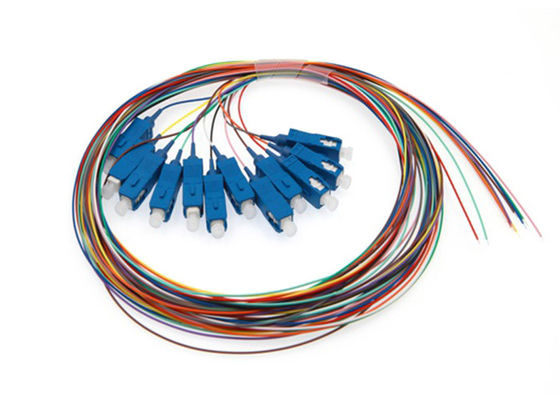 comprar Pigtail de fibra óptica personalizada con conector SC E2000 FC ST 0,9 mm 12 cables de colores para transmisión de baja pérdida online manufacture