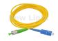 El cable de fribra óptica de FC APC/SC UPC 3M, remiendo de la fibra del solo modo telegrafía para las redes