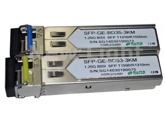 Transceptor BiDi SFP de alto rendimiento 1.25G con fibra de modo único y distancia de transmisión de 3 km