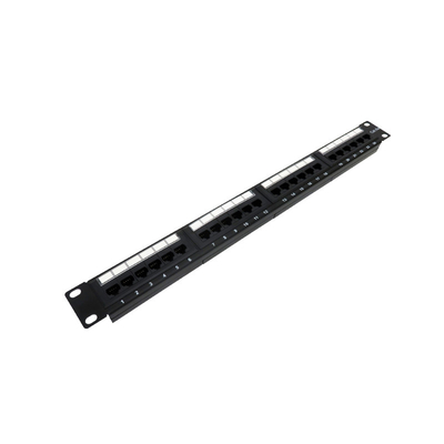 Panel de parches de red 1U negro para compatibilidades Cat5e/Cat6/Cat6a/Cat7 Certificado RoHS/UL/CE