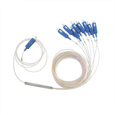 Divisor óptico de fibra con configuración de 1x8 puertos, con longitud de onda de funcionamiento de 1260-1650nm y tipo de tubo de acero para FTTH / CATV