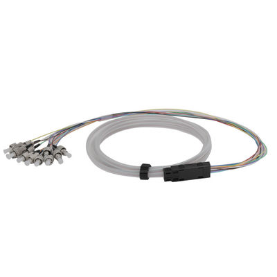 0.9mm 12 núcleo de un solo modo de fibra óptica Pigtail con conector ST y chaqueta de PVC