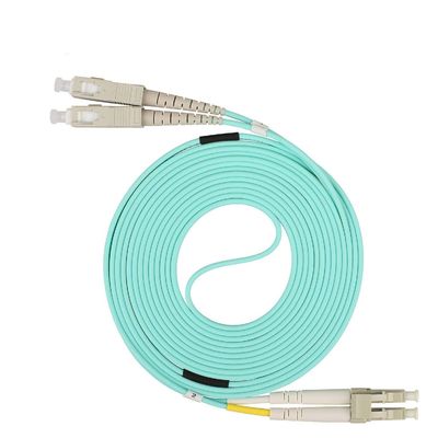 Cable de parche de fibra multimodo LC-SC 10 metros LSZH chaqueta 50/125um para transferencia de datos de alta velocidad