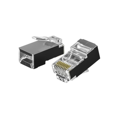 Enchufes modulares CAT6 de alto rendimiento: oro de 50U, pase de flujo, transparente y libre de enredos