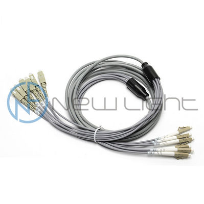 6C LC Multimode Fiber Optic Patch Cord con chaleco de salida gris LSZH para aplicaciones FTTH y LAN